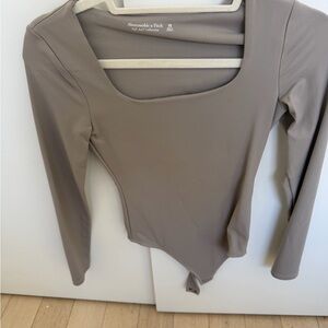 Abercrombie & Fitch Women's Beige Long Sleeve Bodysuit